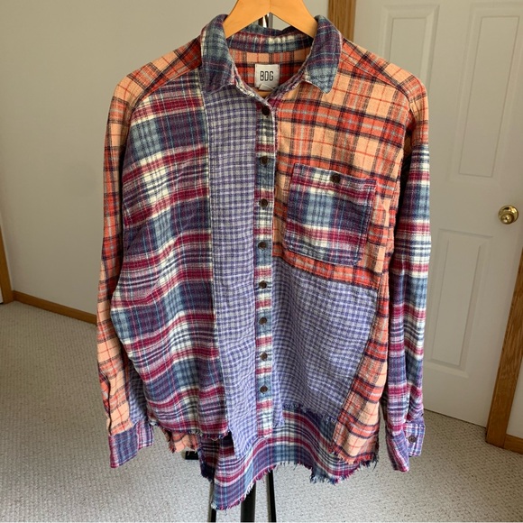 BDG Tops - BDG Patchwork Plaid Flannel Button Down Shirt Women’s Small